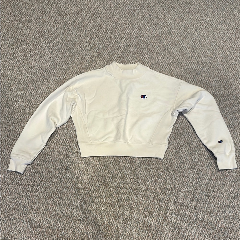 Champion White cropped Crewneck Sweatshirt